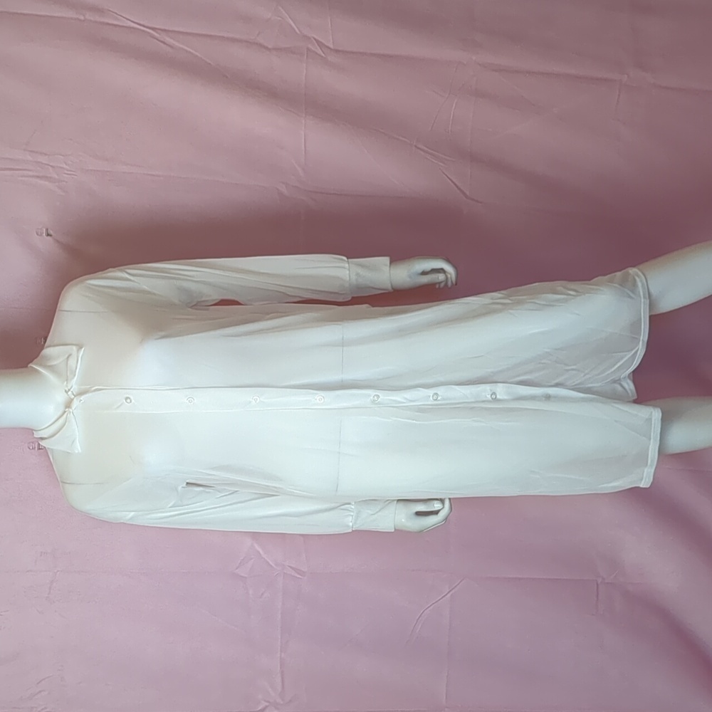PrettyLittleThing White Oversized Long Sleeve Beach Coverup Maxi Shirt Dress 4